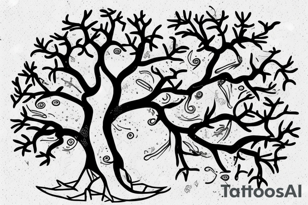 acacia tree made out of snakes tattoo idea