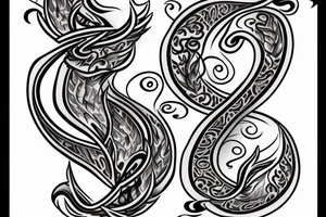an oil lamp tattoo with the flame off to the side of the oil lamp but underneath an infinite symbol tattoo idea
