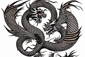 Japanese dragon with a red outline under the line tattoo idea