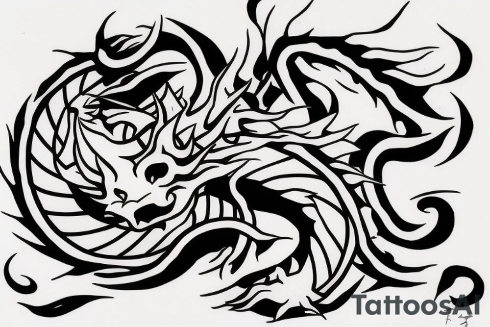 Japanese dragon with a red outline under the line tattoo idea