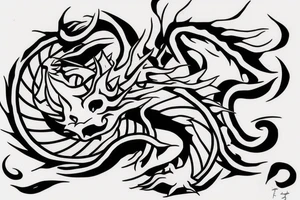 Japanese dragon with a red outline under the line tattoo idea
