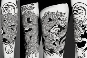 Japanese dragon with a red outline under the eye for an arm tattoo tattoo idea