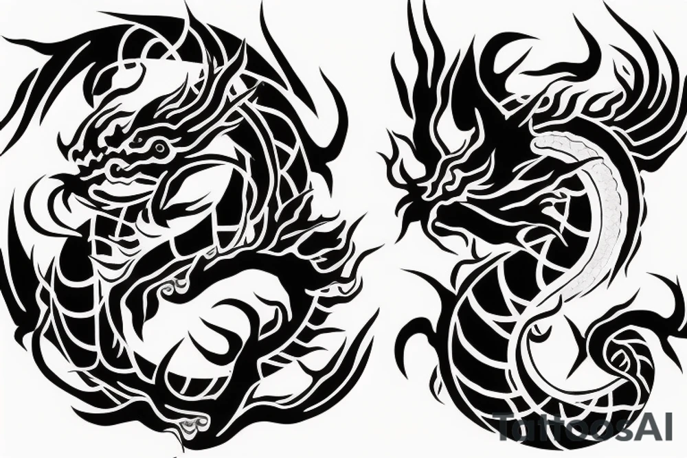 Japanese dragon with a red outline under the eye for an arm tattoo tattoo idea