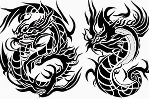 Japanese dragon with a red outline under the eye for an arm tattoo tattoo idea