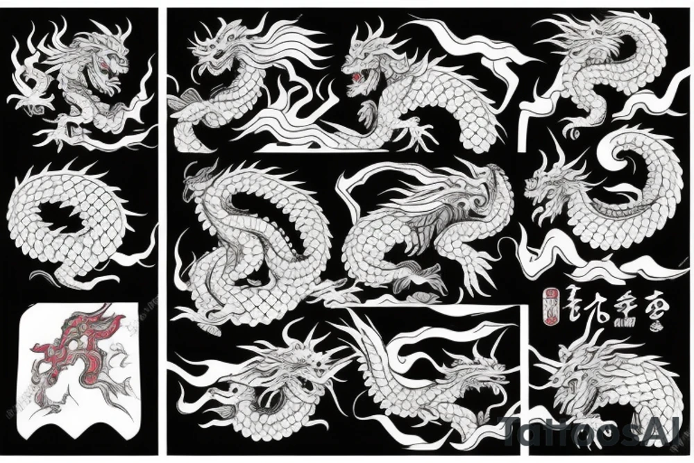 japanese dragon wrapped around an oni samurai tattoo idea
