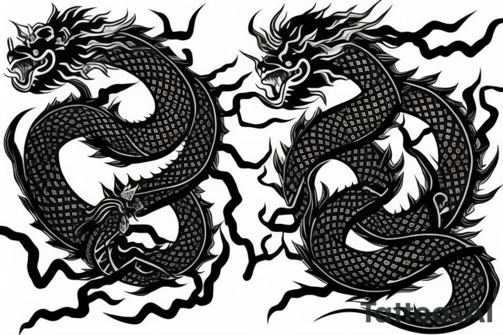 japanese dragon wrapped around an oni samurai tattoo idea