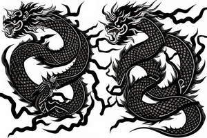 japanese dragon wrapped around an oni samurai tattoo idea