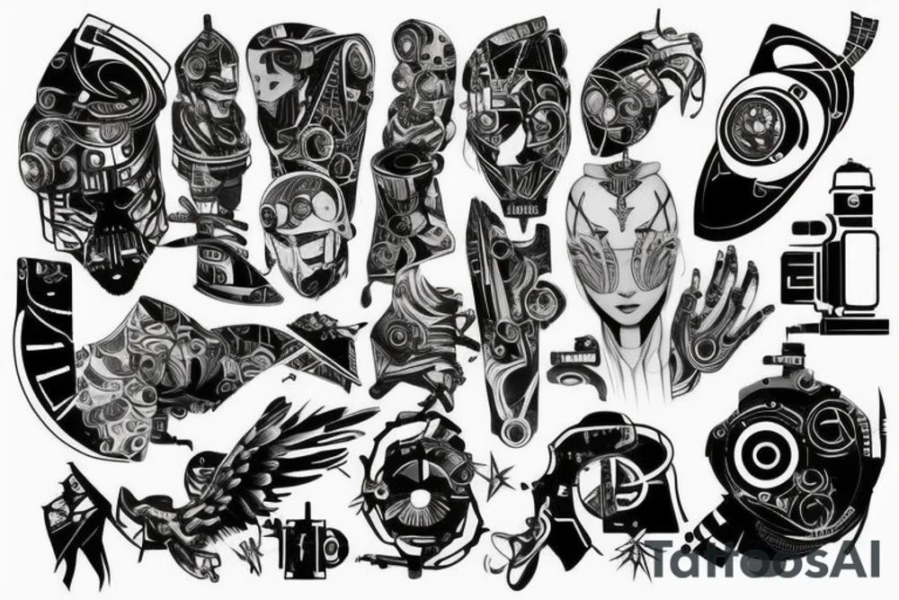 cyberpunk style tattoo idea