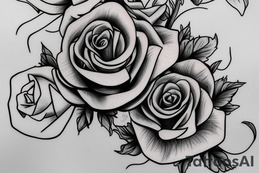 Rose  with Allyson as the stem in cursive tattoo idea