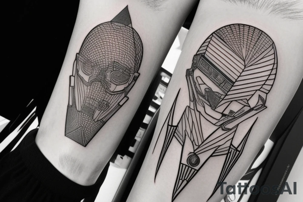 tattoo of the future in a minimalist and cyberpunk style tattoo idea