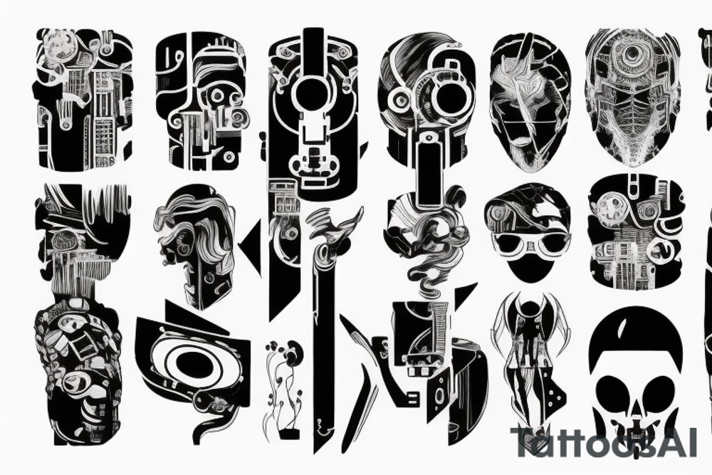 tattoo of the future in a minimalist and cyberpunk style tattoo idea