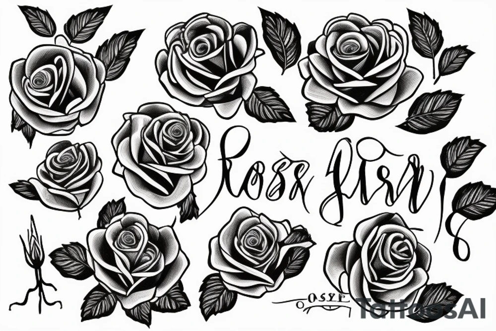 Rose with the word Allyson  written as the rose stem in cursive tattoo idea