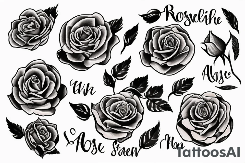 Rose with the word Allyson  written as the rose stem in cursive tattoo idea