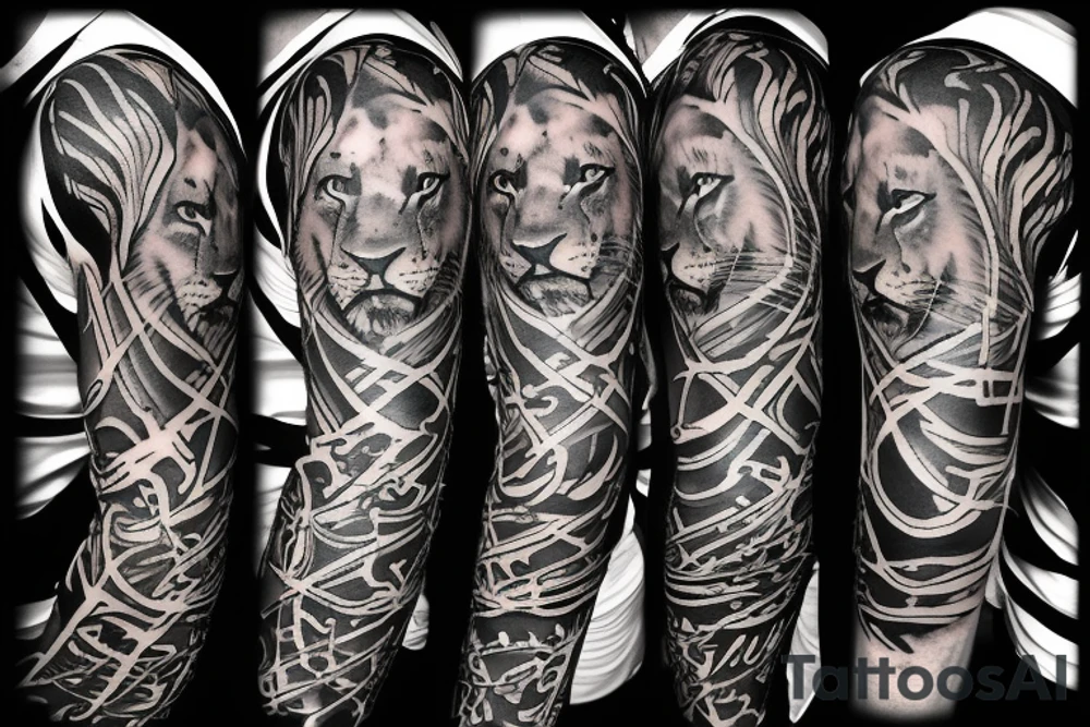 Lion tattoo with scars tattoo idea
