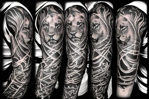 Lion tattoo with scars tattoo idea