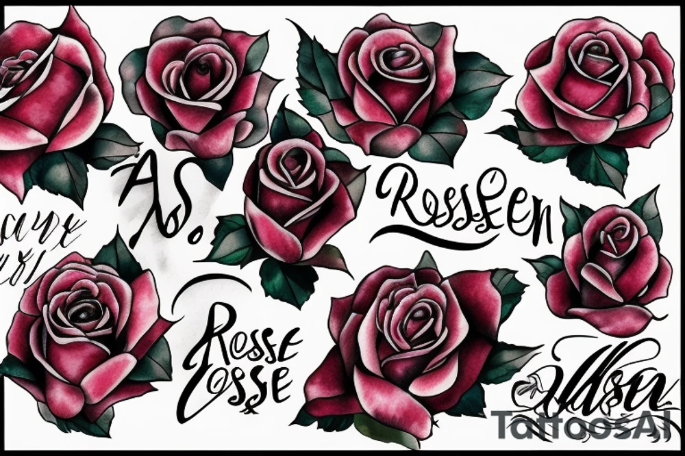 Rose with the word Allyson  written as the rose stem in cursive tattoo idea