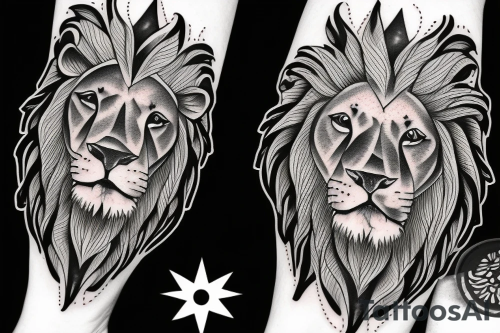 Lion tattoo with scars on face. tattoo idea