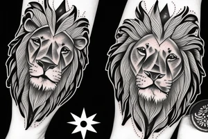 Lion tattoo with scars on face. tattoo idea