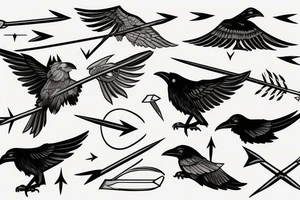 Raven perched on a Sagittarius arrow tattoo idea
