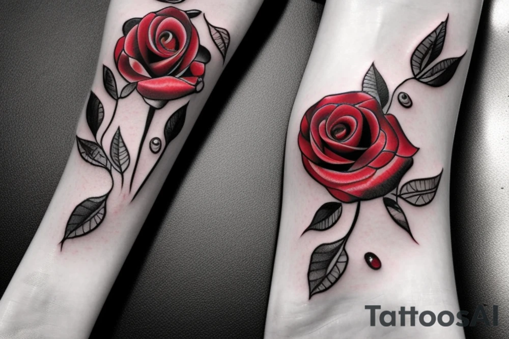 Red Rose Dripping Blood tattoo idea