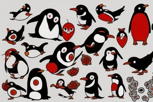 pingouin red black tattoo idea