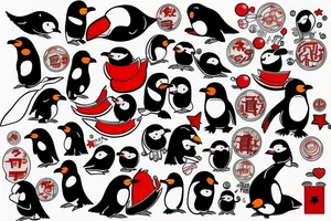 pingouin red black tattoo idea