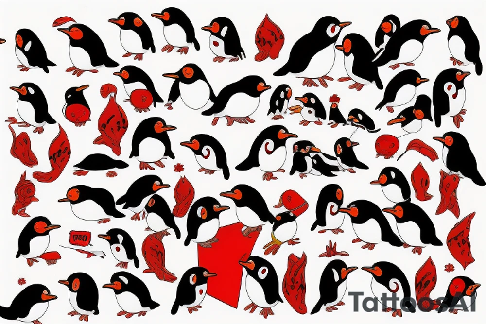 pingouin red black climdenfert tattoo idea