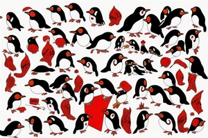 pingouin red black climdenfert tattoo idea
