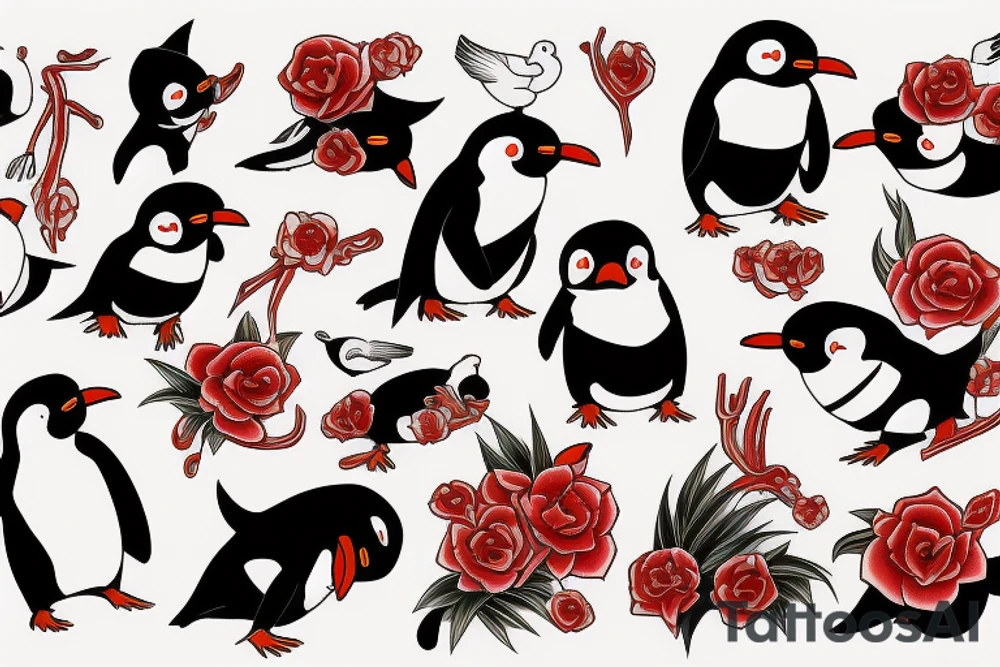 pingouin red black climdenfert tattoo idea