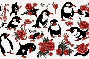 pingouin red black climdenfert tattoo idea
