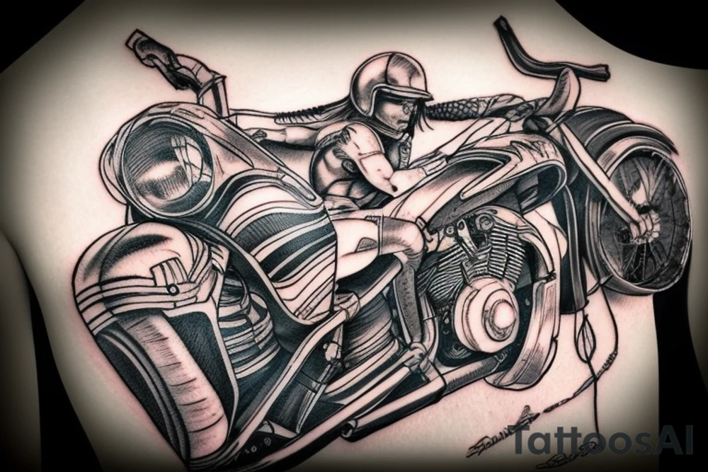 A spartan rides a motorcycle tattoo idea