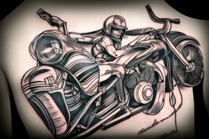A spartan rides a motorcycle tattoo idea