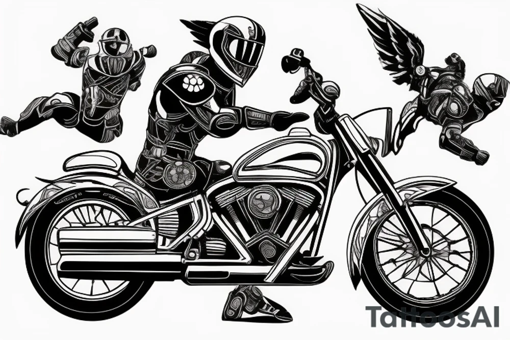 A spartan rides a motorcycle tattoo idea