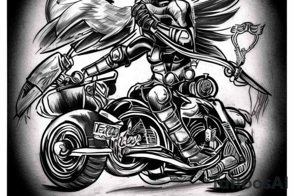 A spartan rides a motorcycle tattoo idea