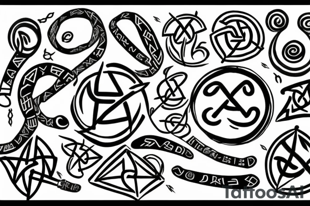 Serotonin molecule with viking runes tattoo idea