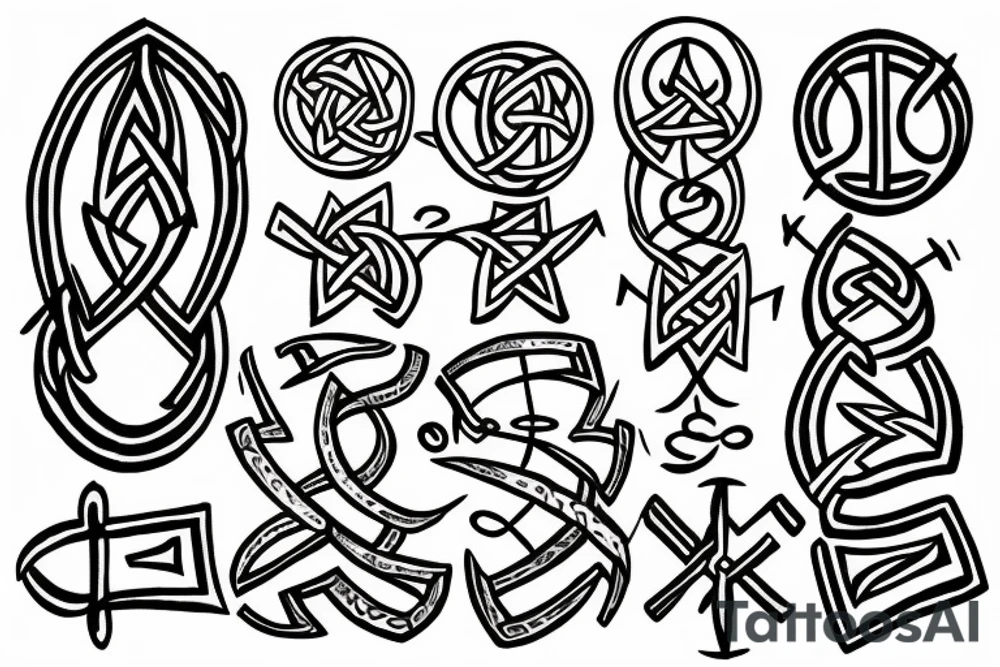 Serotonin molecule with viking runes tattoo idea