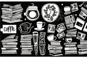 Books, coffee, coding, space tattoo idea