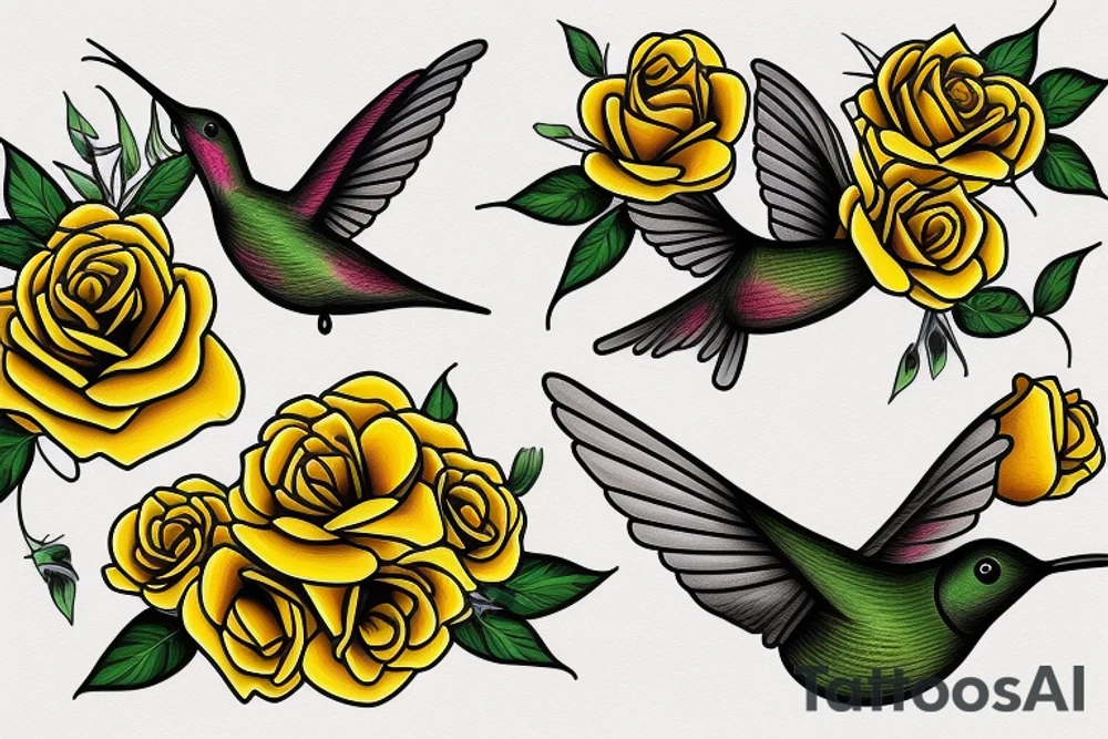a mason jar with yellow roses around it, a humming bird, with
fireflies tattoo idea