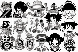 One piece, ace, strawhat tattoo idea