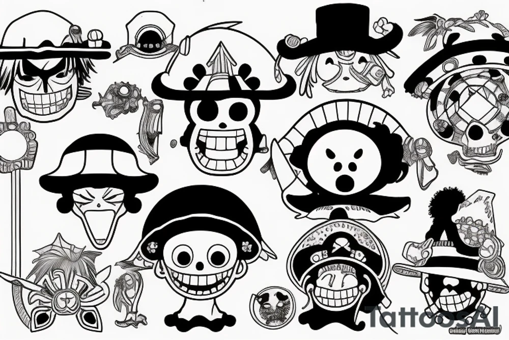One piece, ace, strawhat tattoo idea