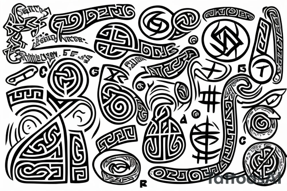 Serotonin symbol with viking runes tattoo idea
