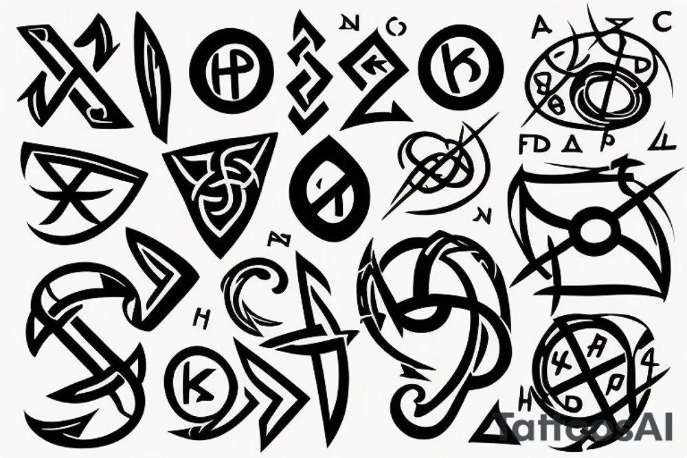 Serotonin symbol with viking runes tattoo idea