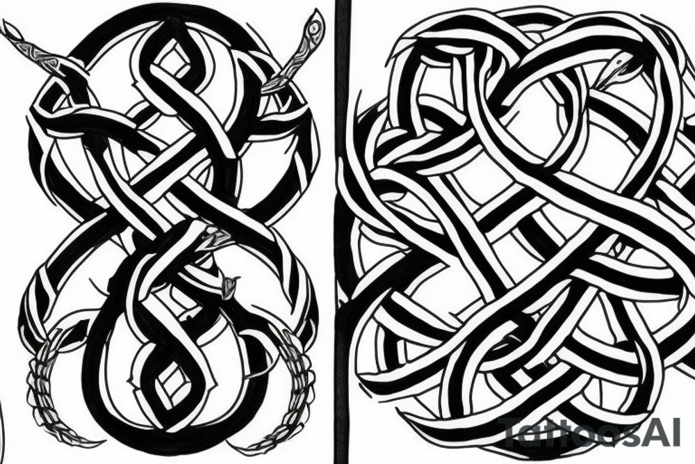 A leviathan cross bound by an endless knot covered in roses tattoo idea A leviathan cross bound by an endless knot covered in roses tattoo idea