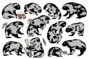 Beaver drinking beer tattoo idea