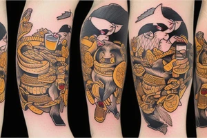 Beaver drinking beer tattoo idea