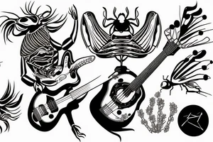 Cockroach playing guitar tattoo idea