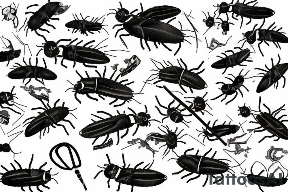 Cockroach playing guitar tattoo idea