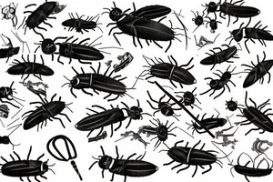 Cockroach playing guitar tattoo idea