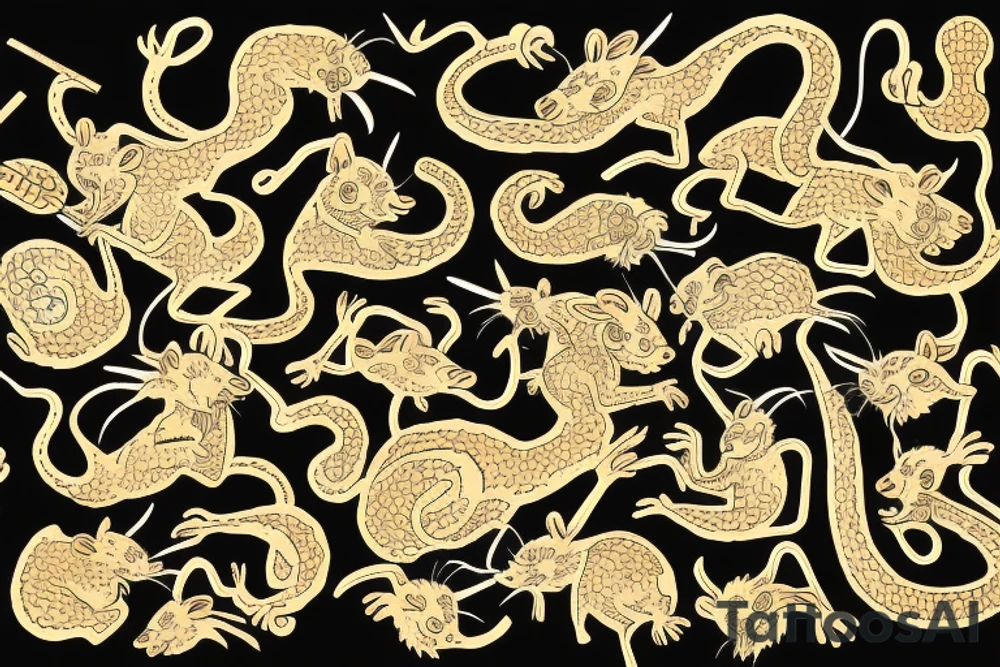 Rat king hoarding gold tattoo idea