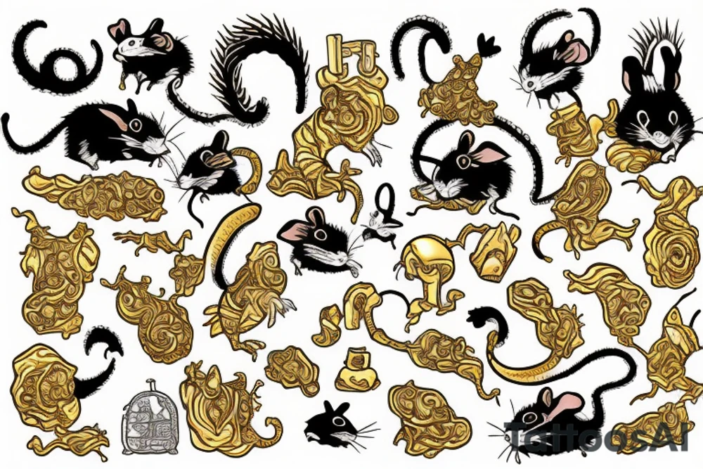 Rat king hoarding gold tattoo idea